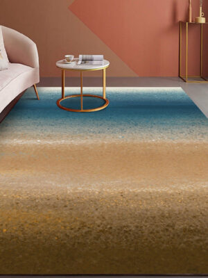 Brown Blue Gradient Pattern Modern Contemporary Simple Rugs for Living Room Dining Room Bedroom