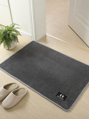 Comfy Dark Grey Super Fibre Soft Shaggy Plain Floor Rugs Entryway Bathroom Door Mats Anti-slip Mat