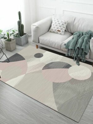 Grey Pink Modern Area Rugs Patterned Simplicity Polyester Carpets for Hall Office Living Room Dining Room Kidsroom Bedroom