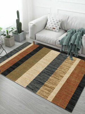 Simplicity Striped Modern Area Rugs Patterned Polyester Carpets for Hall Dining Living Room Room Office Kidsroom