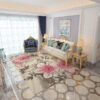 Pink Grey Modern Area Rugs Floral Patterned Polyester Carpets for Hall Dining Living Room Room Office Kidsroom