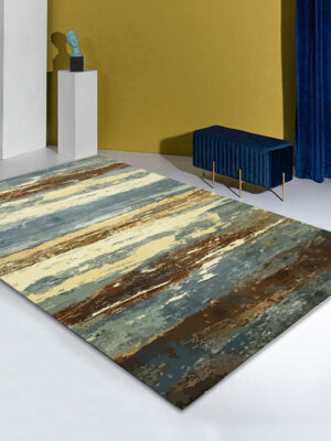 Multi-coloured Striped Pattern Modern Contemporary Geometric Simple Rugs for Living Room Dining Room Bedroom