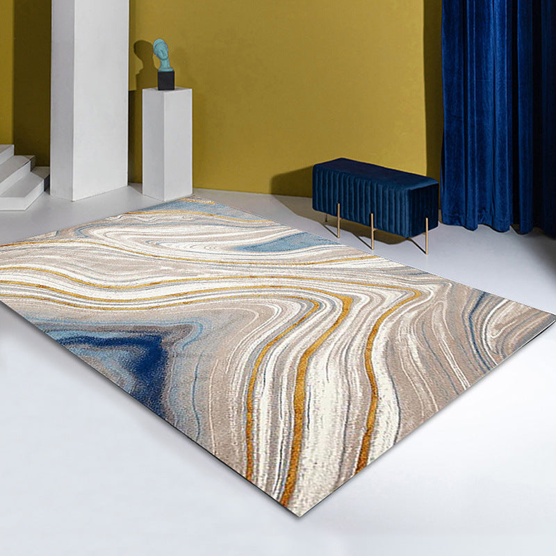 Multi-coloured Curved Lines Pattern Modern Contemporary Simple Rugs for Living Room Dining Room Bedroom