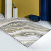 Pretty Grey Golden Lines Pattern Modern Contemporary Simple Rugs for Living Room Dining Room Bedroom