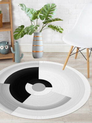 Round Geometric Simplicity Modern Polyester Carpets Patterned Area Rugs for Living Room Dining Room Kids room