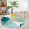 Green Modern Round Geometric Simplicity Polyester Carpets Patterned Area Rugs for Living Room Dining Room Kids room