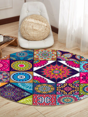 Colourful Round Vintage Printed Patterned Rugs for the Living Room Bedroom Kitchen Hall 05