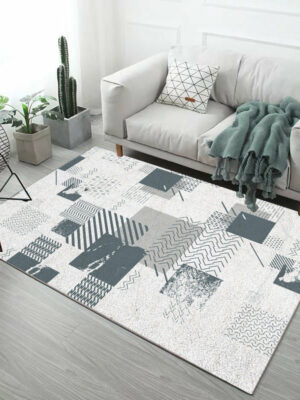 Black White Geometric Pattern Modern Simple Contemporary Geometric Rugs for Living Room Dining Room Bedroom