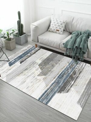 Blue Grey Striped Patterns Modern Simple Contemporary Geometric Rugs for Living Room Dining Room Bedroom