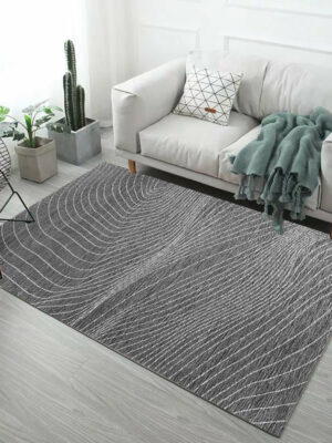 Black Grey Lines Pattern Modern Simple Contemporary Geometric Rugs for Living Room Dining Room Bedroom