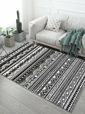 Black Moroccan Pattern Modern Simple Contemporary Geometric Rugs for Living Room Dining Room Bedroom