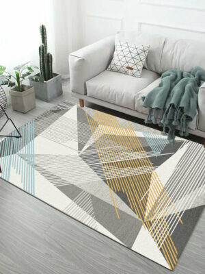Multi-Coloured Diamond And Lines Pattern Modern Simple Contemporary Geometric Rugs For Living Room Dining Room Bedroom