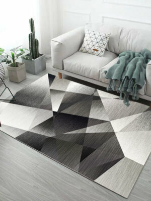 Black Grey Geometric Pattern Modern Simple Contemporary Geometric Rugs For Living Room Dining Room Bedroom