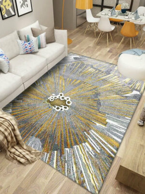 Modern Yellow Interesting Pattern Rugs Polyester Carpets for Office Bedroom Hall Living Room Dining Room