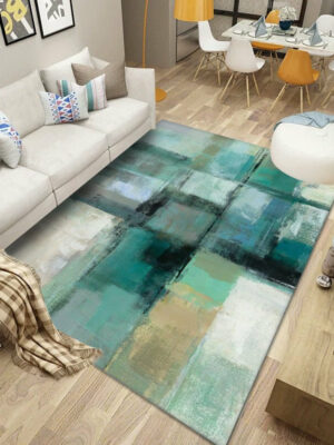Abstract Green Modern Polyester Carpets Pattern Rugs for Bedroom Hall Living Room Office Dining Room