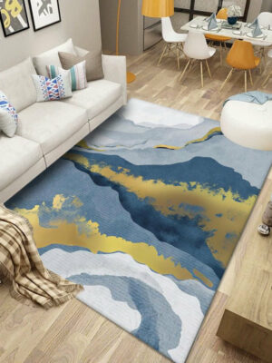 Blue Modern Rugs Pattern Polyester Carpets for Bedroom Hall Living Room Office Dining Room