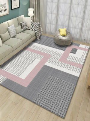 Pink Grey Moroccan Modern Pattern Rugs Geometric Polyester Carpets for Hall Living Room Bedroom Dining RoomOffice