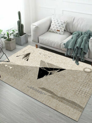 Brown Beige Pattern Modern Simple Contemporary Geometric Rugs For Living Room Dining Room Bedroom