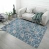 Blue Printed Pattern Modern Simple Contemporary Geometric Rugs For Living Room Dining Room Bedroom