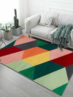 Colour Geometric Pattern Modern Simple Contemporary Geometric Rugs For Living Room Dining Room Bedroom