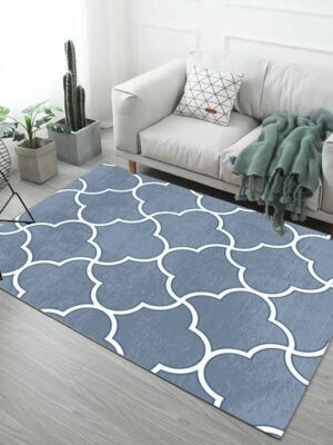 Simple Blue Printed Pattern Modern Simple Contemporary Geometric Rugs For Living Room Dining Room Bedroom