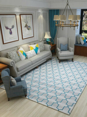 Blue Simple Geometric Pattern Modern Simple Contemporary Geometric Rugs For Living Room Dining Room Bedroom
