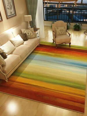Coloured Lines Pattern Modern Simple Contemporary Geometric Rugs For Living Room Dining Room Bedroom