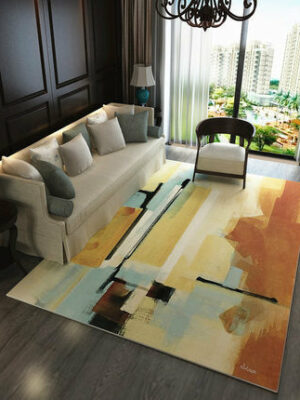 Abstract Colour Mixed Pigment Pattern Modern Simple Contemporary Geometric Rugs For Living Room Dining Room Bedroom