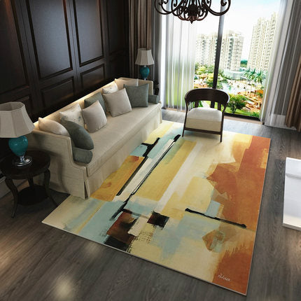 Abstract Colour Mixed Pigment Pattern Modern Simple Contemporary Geometric Rugs For Living Room Dining Room Bedroom