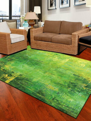 Green Watercolor Modern Rugs Polyester Carpets for Dining Room Living Room Office Hall Bedroom