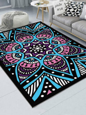 Traditional Vintage Floral Blue Simple Rugs Patterned Polyester Carpets for Dining Room Living Room Hall Bedroom Office