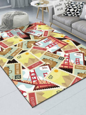 Modern Stamp Geometric Lovely Patterned Simple Rugs Polyester Carpets for Dining Room Bedroom Office Hall Living Room