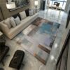 Blue Gradient Abstract Modern Simple Rugs Polyester Carpets Patterned for Bedroom Hall Living Room Dining Room