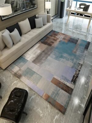 Blue Gradient Abstract Modern Simple Rugs Polyester Carpets Patterned for Bedroom Hall Living Room Dining Room