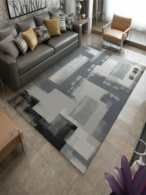 Abstract Modern Gradient Simple Grey Rugs Polyester Carpets Patterned for Bedroom Hall Living Room Dining Room