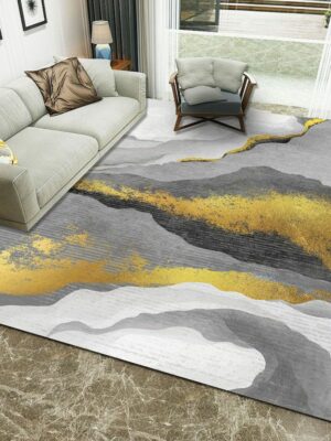 Yellow Grey Rendering Pattern Modern Simple Contemporary Geometric Rugs For Living Room Dining Room Bedroom
