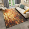 Modern Yellow Striped Abstract Pattern Rugs Polyester Carpets for Hall Dining Room Bedroom Living Room Office