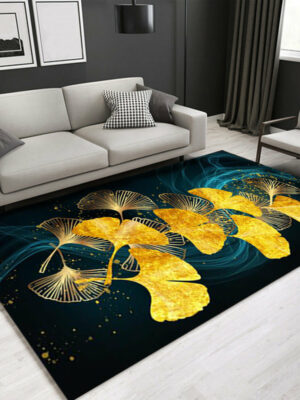 Pretty Yellow Ginkgo Leaves Pattern Modern Area Rug For Living Room Hall Office Bedroom