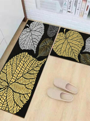 Golden Leaves Geometric Moroccan Modern Patterned Kitchen Mat Polyester Doormat Runners Rugs Bathroom Anti-skip Mats
