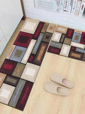 Modern Red Striped Patterned Geometric Moroccan Kitchen Mat Polyester Doormat Runners Rugs Bathroom Anti-skip Mats