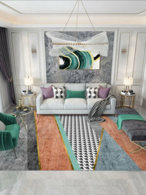 Brown Grey Striped Moroccan Geometric Modern Simplicity Patterned Rugs for Living Room Dining Room Bedroom Hall