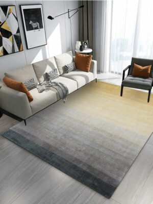 Gradient Yellow Grey Colour Simple Modern Plain Rug Bedroom Living Room Sofa Rugs Floor Mat
