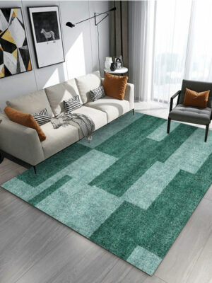 Green Geometric Pattern Modern Rug Bedroom Living Room Sofa Rugs Floor Mat