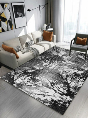 Black And White Splash Ink Pattern Modern Rug Bedroom Living Room Sofa Rugs Floor Mat