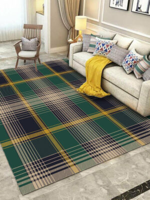 Green Grey Striped Simple 3D Geometric Pattern Modern Rug Bedroom Living Room Sofa Rugs Floor Mat