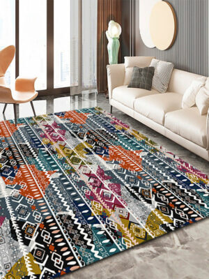 160*230cm Multi-colours Moroccan Geometric Traditional 3D Pattern Floor Mat Modern Rug for Bedroom Living Room Sofa Office Hall