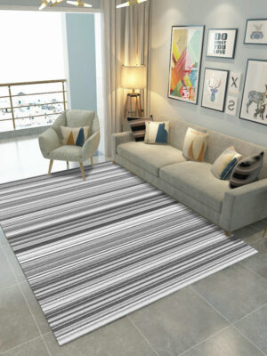Grey Line Striped Modern Geometric Moroccan Simplicity Rug 3D Pattern Floor Mat for Bedroom Living Room Sofa Office Hall