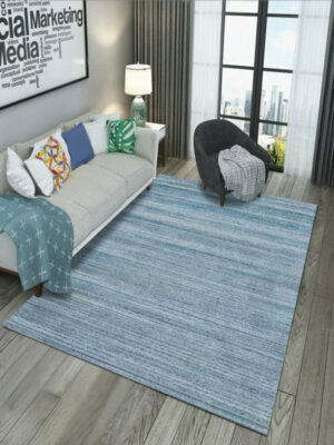 Blue Simplicity Striped Modern Geometric Moroccan Rug 3D Pattern Floor Mat for Bedroom Living Room Sofa Office Hall