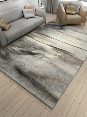 Grey Gradient Modern 3D Pattern Simplicity Rug Floor Mat for Bedroom Living Room Sofa Office Hall
