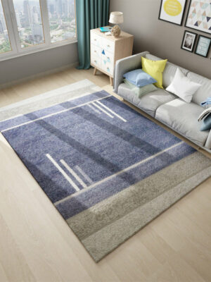 Blue Modern Striped Gradient 3D Pattern Simplicity Rug Floor Mat for Bedroom Living Room Sofa Office Hall